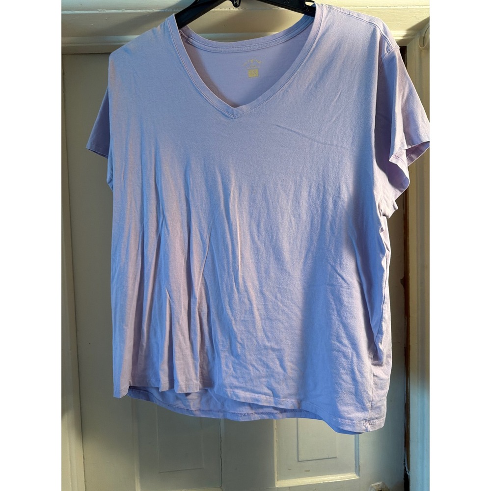 Blue Mountain Lavender Purple V-Neck Short Sleeve T-Shirt Womens Plus Size 3X
